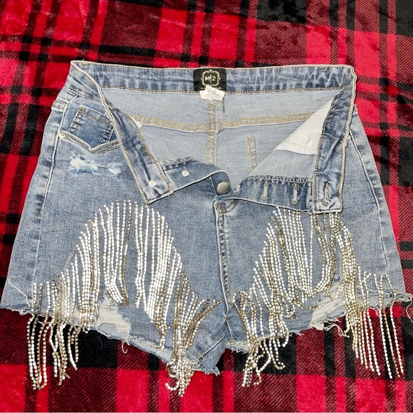 Bedazzled Rhinestone Denim Shorts - Picture 6 of 9